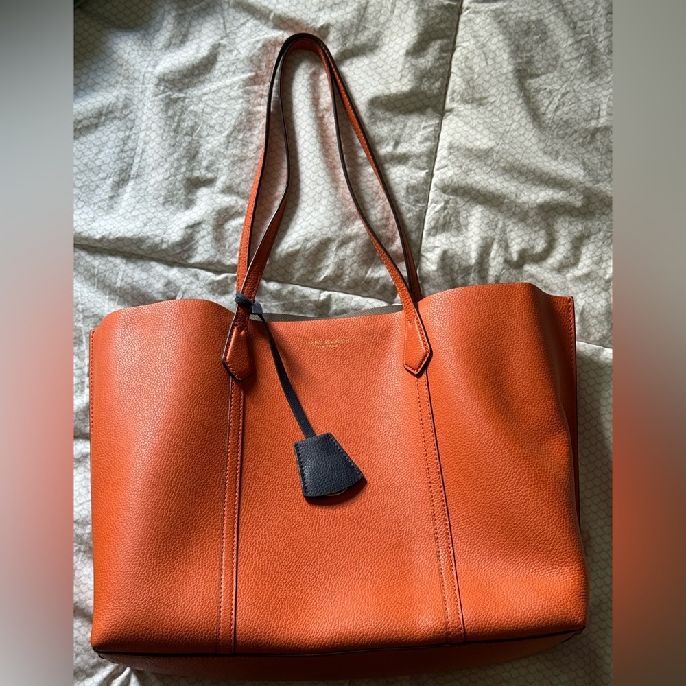 Tory Burch Perry triple compartment Orange Leather Tote